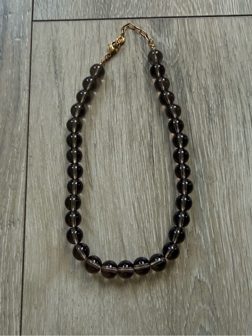Mayamar Smoky Glass Bead Necklace with Gold Accents